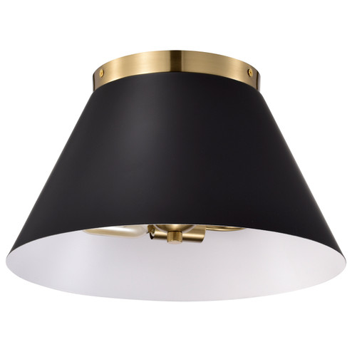 Dover Three Light Flush Mount in Black / Vintage Brass (72|607417)