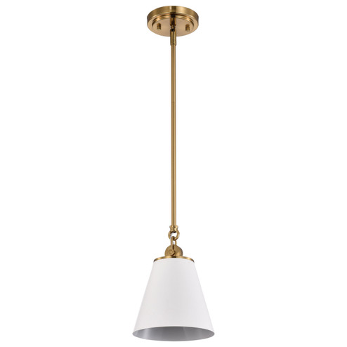 Dover One Light Pendant in White / Vintage Brass (72|607409)