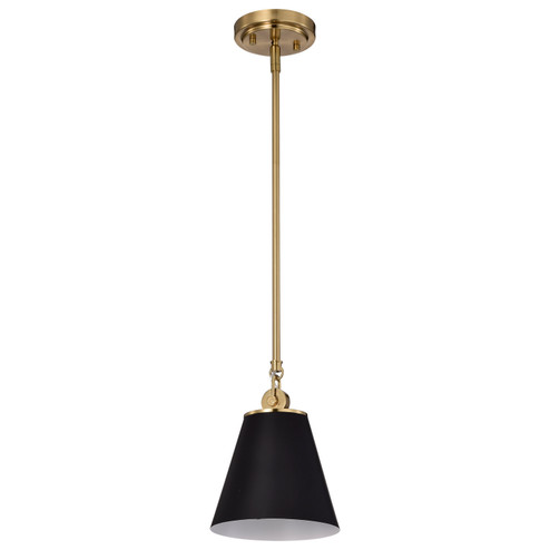 Dover One Light Pendant in Black / Vintage Brass (72|607408)