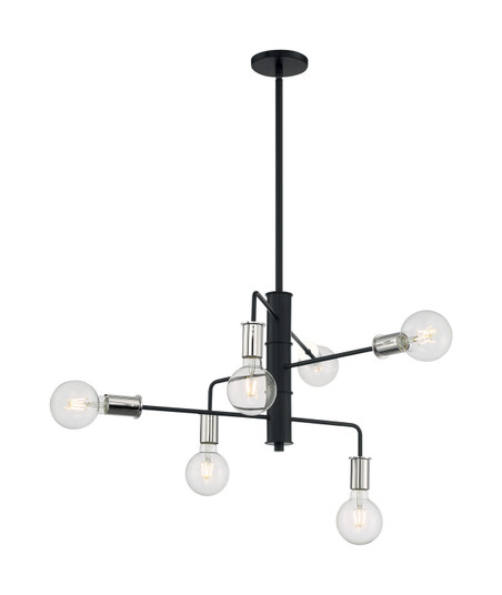 Ryder Six Light Chandelier in Black / Polished Nickel (72|607354)