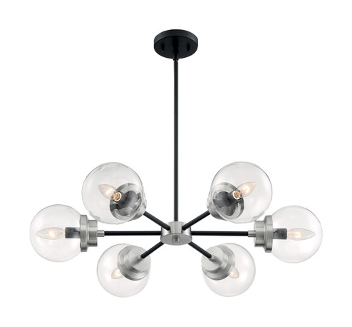 Axis Six Light Chandelier in Matte Black / Brushed Nickel (72|607136)