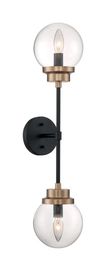 Axis Two Light Wall Sconce in Matte Black / Brass Accents (72|607122)