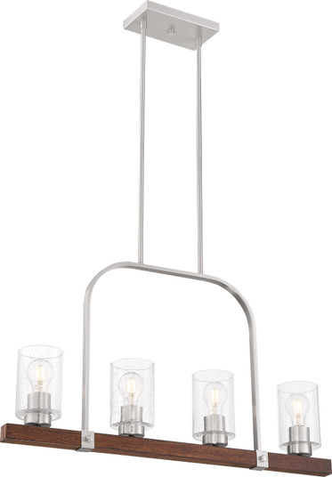 Arabel Four Light Island Pendant in Brushed Nickel / Nutmeg Wood (72|606967)