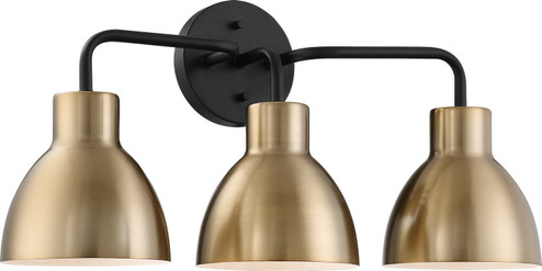Sloan Three Light Vanity in Matte Black / Burnished Brass (72|606793)