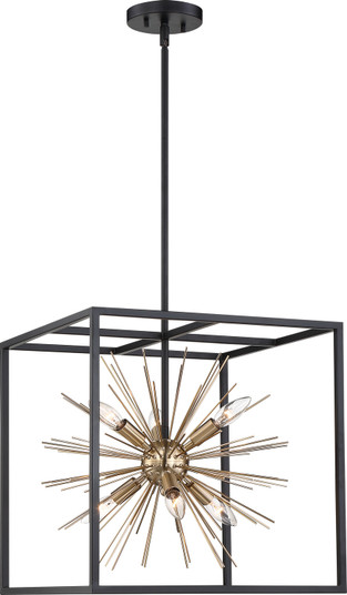 Spirefly Six Light Pendant in Matte Black / Burnished Brass (72|606730)
