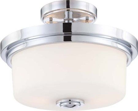 Soho Two Light Semi Flush Mount in Polished Chrome / Satin White (72|604593)