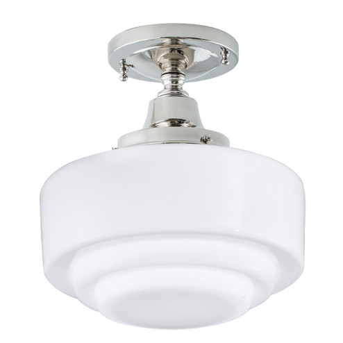 Schoolhouse One Light Flush Mount in Polish Nickel With Stepped Glass (185|5361FPNST)