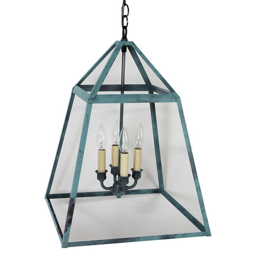 Foyer Four Light Hanging Lantern in Verdi Gris (196|9732VGLT4CLR)