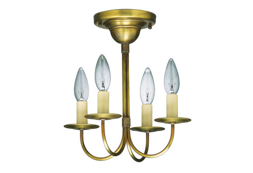 Flush Four Light Hanging Lantern in Antique Brass (196|904FABLT4)