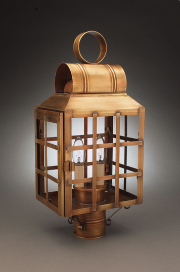 Lynn Two Light Post Mount in Antique Brass (196|8133ABLT2CLR) Lynn Two Light Post Mount in Antique Brass (196|8133ABLT2CLR)