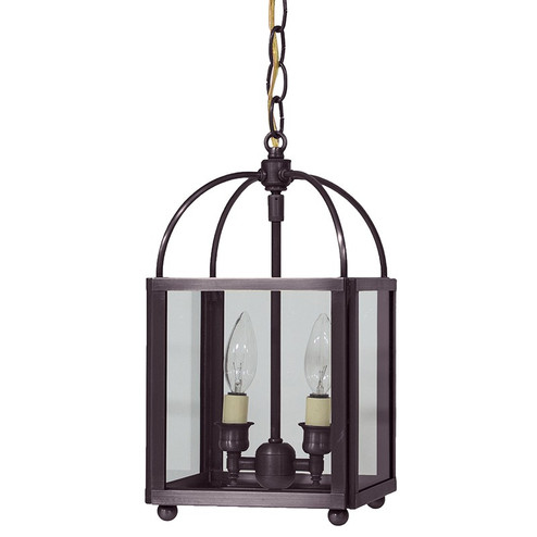 Foyer Two Light Hanging Lantern in Dark Brass (196|6812DBLT2CLR)