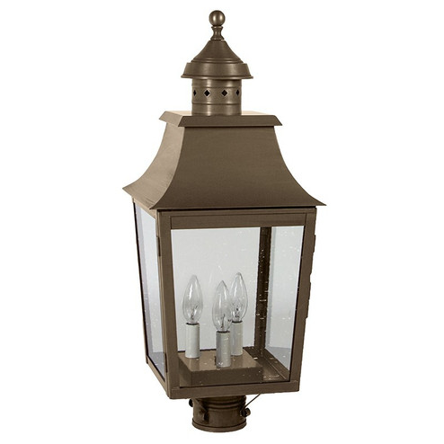 Sharon Three Light Post Mount in Dark Antique Brass (196|5543DABLT3CSG)