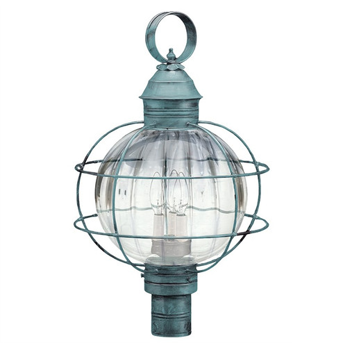 Round Three Light Post Mount in Verdi Gris (196|2853VGLT3OPT)