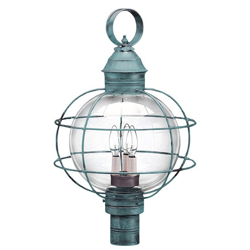 Round Three Light Post Mount in Verdi Gris (196|2853VGLT3CLR)