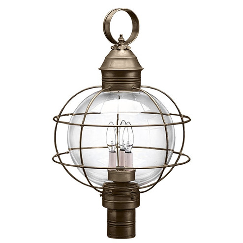 Round Three Light Post Mount in Dark Antique Brass (196|2853DABLT3CLR)