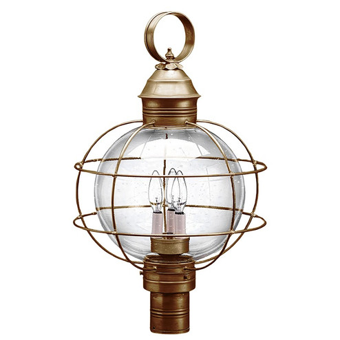 Round Three Light Post Mount in Antique Brass (196|2853ABLT3CSG)