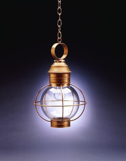 Round One Light Hanging Lantern in Antique Brass (196|2832ABMEDCLR)