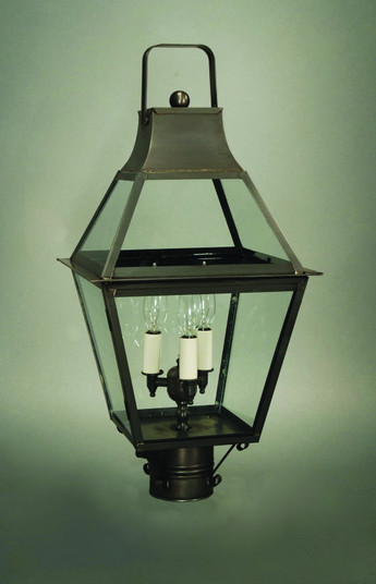 Uxbridge Three Light Post Mount in Dark Brass (196|2243DBLT3CLR)