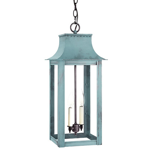 Coplin Two Light Hanging Lantern in Verdi Gris (196|11232VGLT2CLR)
