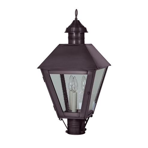 Boston Three Light Post Mount in Dark Brass (196|1113DBLT3CSG)