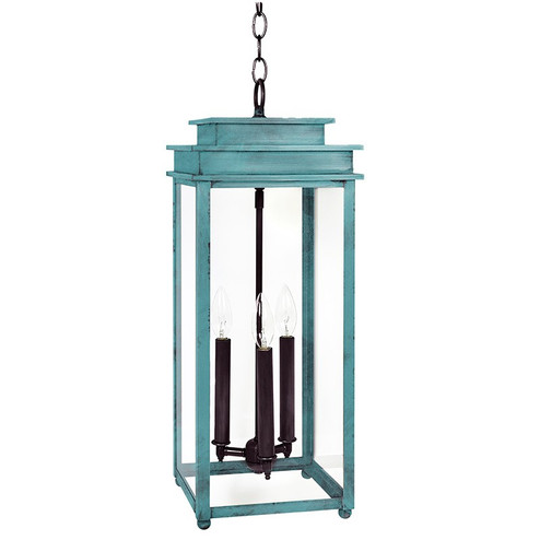 Ellis Three Light Hanging Lantern in Verdi Gris (196|10742VGLT3CLR)