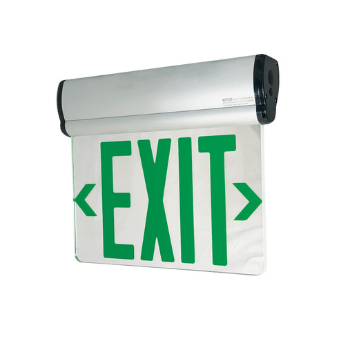Exit LED Edge-Lit Exit Sign in Green/Mirror/Aluminum (167|NX813LEDG2MA)