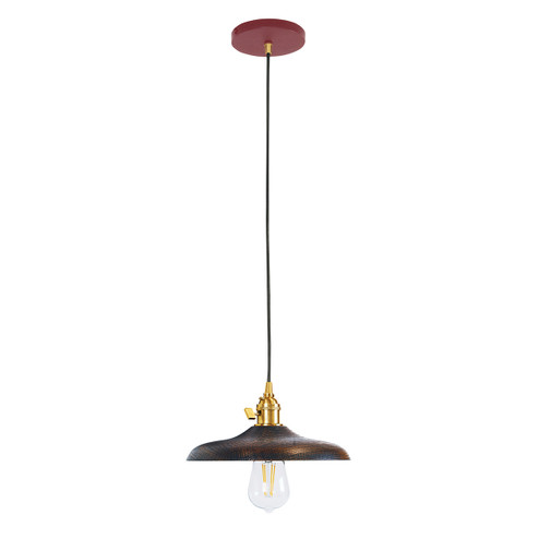 Uno One Light Pendant in Barn Red with Brushed Brass (518|PEB4105591C24)