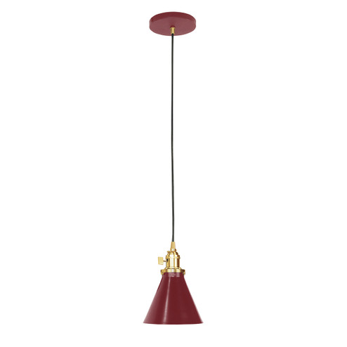 Uno One Light Pendant in Barn Red w/Brushed Brass (518|PEB4055591)