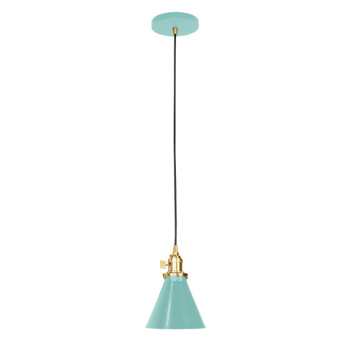 Uno One Light Pendant in Sea Green with Brushed Brass (518|PEB4054891C12)