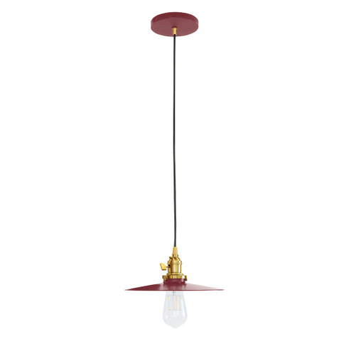 Uno One Light Pendant in Barn Red with Brushed Brass (518|PEB4035591C24)