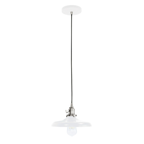 Uno One Light Pendant in White w/Brushed Nickel (518|PEB4014496)