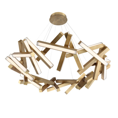 Chaos LED Chandelier in Aged Brass (281|PD64861AB)
