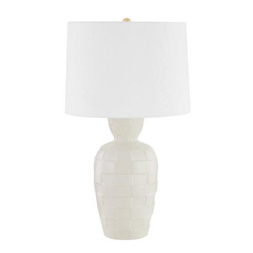 Dawn One Light Table Lamp in Aged Bras/Ceramic Satin Cream (428|HL548201AGBCSC)
