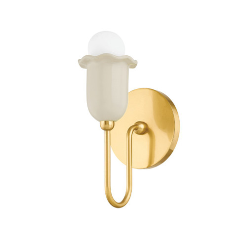 Delilah One Light Wall Sconce in Aged Brass/Ceramic Antique Ivory (428|H732101AGBCAI)