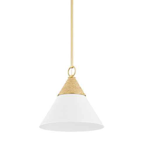Mica One Light Pendant in Aged Brass (428|H709701SAGBTWH)