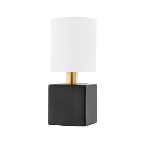 Joey One Light Wall Sconce in Aged Brass/Ceramic Satin Black (428|H627101AGBCSB)