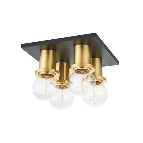 Brandi Four Light Flush Mount in Aged Brass/Soft Black (428|H526504AGBSBK)