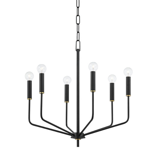 Bailey Six Light Chandelier in Aged Brass (428|H516806AGBSBK)