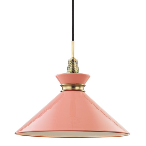 Kiki One Light Pendant in Aged Brass/Pink (428|H251701LAGBPK)