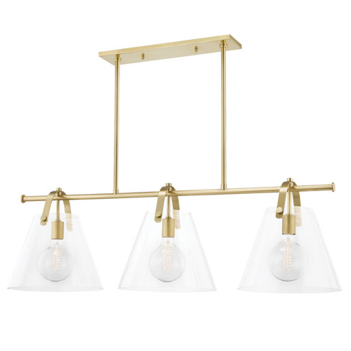 Karin Three Light Linear in Aged Brass (428|H162903AGB)