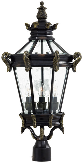 Stratford Hall Four Light Post Mount in Heritage w/Gold Highlights (7|893695)