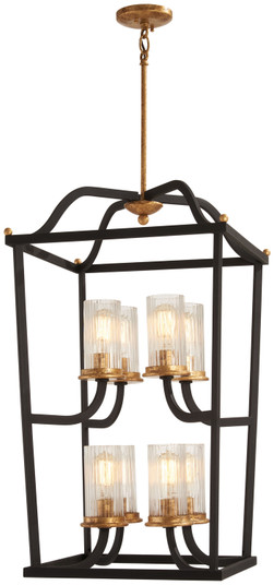 Posh Horizon Eight Light Pendant in Sand Black w/Gold Leaf (7|4518100)