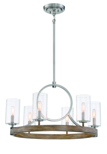 Country Estates Six Light Chandelier in Sun Faded Wood W/Brushed Nicke (7|4015280)