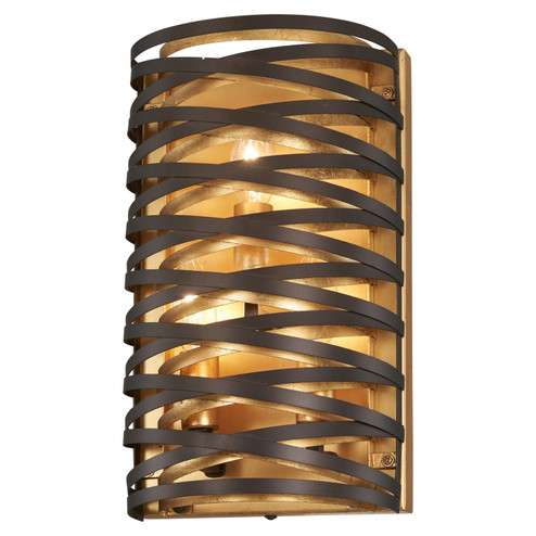 Vortic Flow Three Light Wall Sconce in Dark Bronze w/Mosaic Gold Interior (7|3673111)