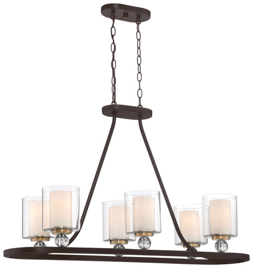 Studio 5 Five Light Island Pendant in Painted Bronze w/Natural Brushed Brass (7|3076416)