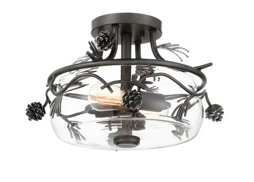 Ponderosa Ridge Two Light Semi Flush Mount in Weathered Spruce w/Silver Highlights (7|2753694)