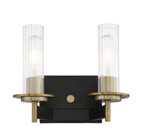 Baldwin Park Two Light Bath in Coal And Soft Brass (7|2542726)