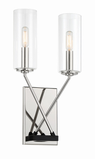 Highland Crossing Two Light Wall Sconce in Coal W/Polished Nickel Highlig (7|2492572)