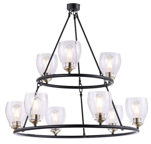 Winsley Nine Light Chandelier in Coal And Stained Brass (7|2439878)