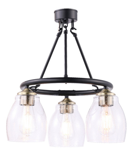 Winsley Three Light Chandelier in Coal And Stained Brass (7|2437878)